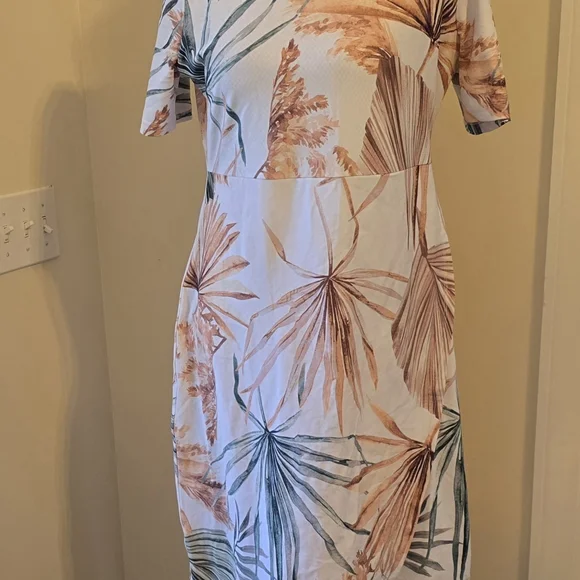 Dainty Jewells Sunset Scene Swimdress with Green and Tan Palm Print - Picture 2 of 9